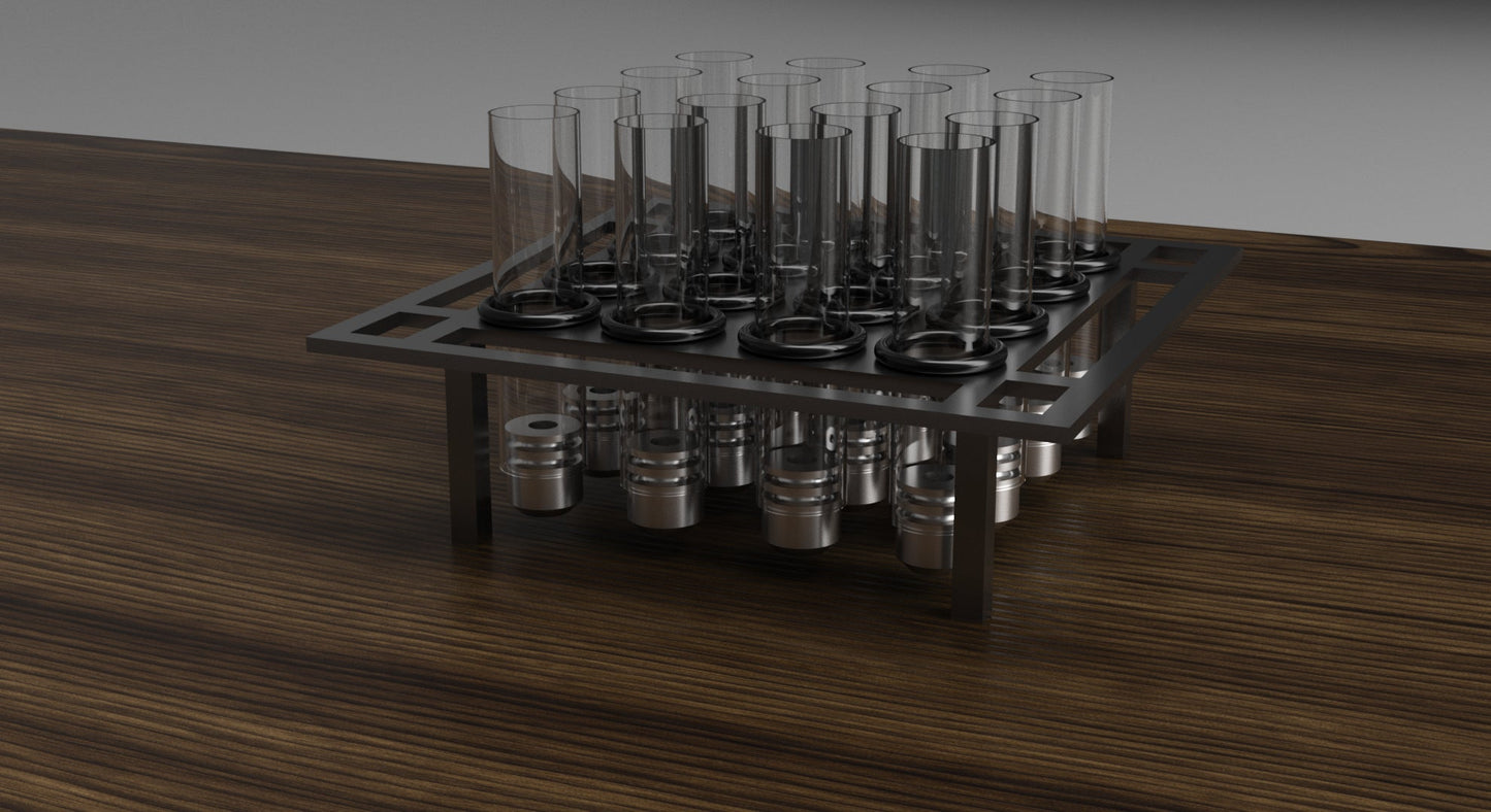 Proper Coffee 16 Tube Tray Stand with Glass Tubes